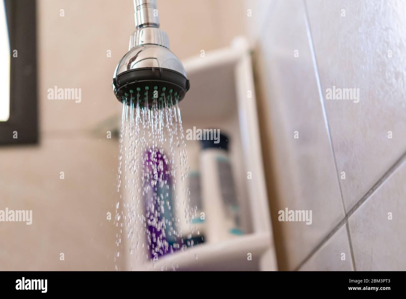 Use of water. Bathroom shower being used Stock Photo Alamy