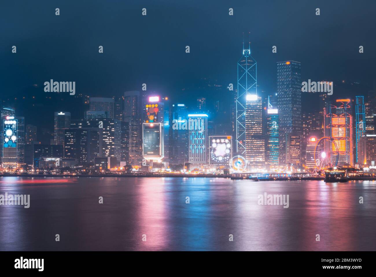 Victoria Harbor of Hong Kong skyline at night Stock Photo - Alamy