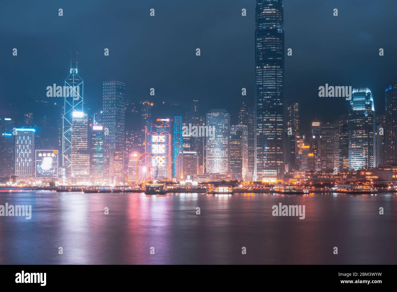 Victoria Harbor of Hong Kong skyline at night Stock Photo - Alamy