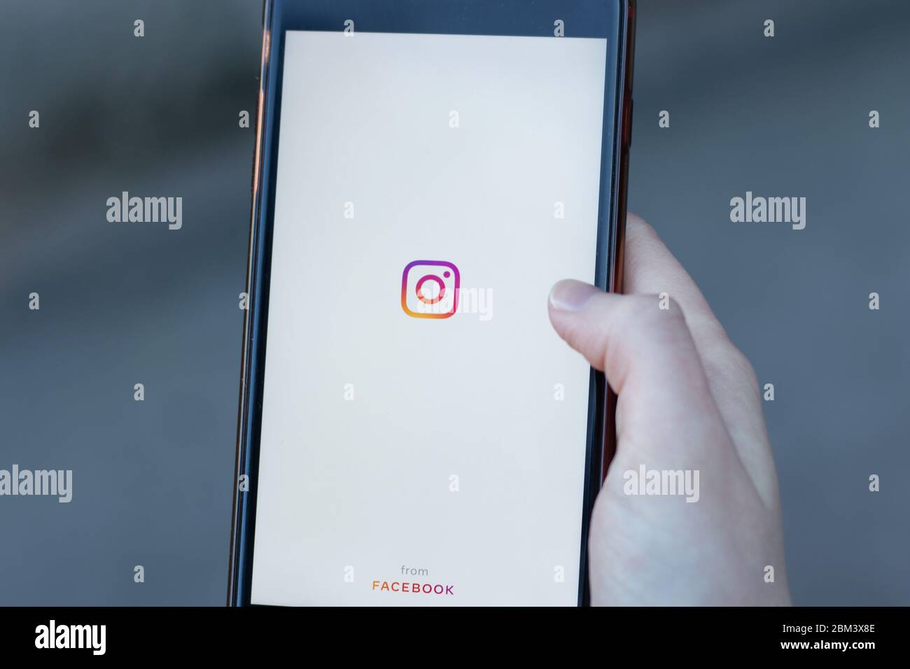 New York, USA - 1 May 2020: Instagram app logo close-up on phone screen, Illustrative Editorial Stock Photo