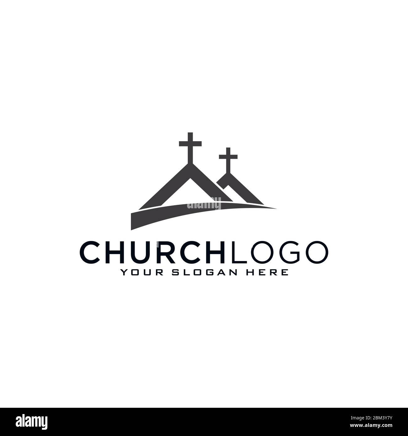 Church logo. Christian symbols. The Cross of Jesus, the fire of the