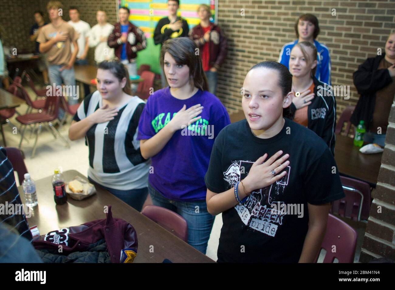 Paint Creek , Texas USA, September 22, 2011 Teens recite the Texas