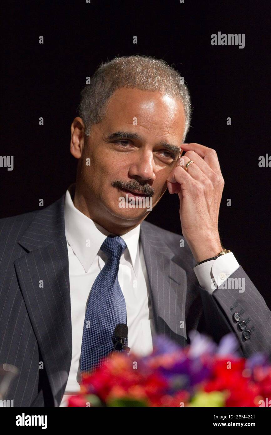 Austin, Texas USA, December 13 , 2011: Eric Holder, Attorney General of the United States, details the Obama administration's efforts to uphold provisions of the Voting Rights Act in a speech at the LBJ Library. Holder said the Justice Department will take an aggressive stance in reviewing laws that civil rights advocates say will suppress voter participation.  ©Bob Daemmrich Stock Photo