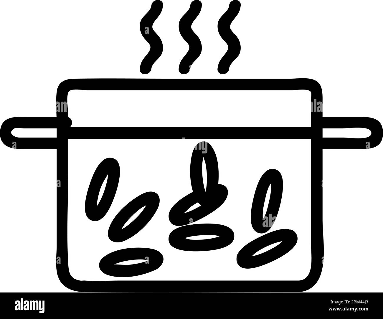 boiling pan on plate with rice icon vector outline illustration Stock ...