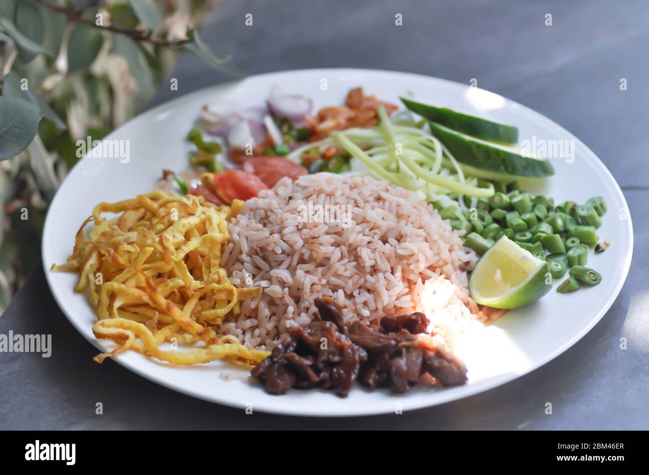 Fried rice with shrimp paste or Shrimp paste rice, Thai food Stock