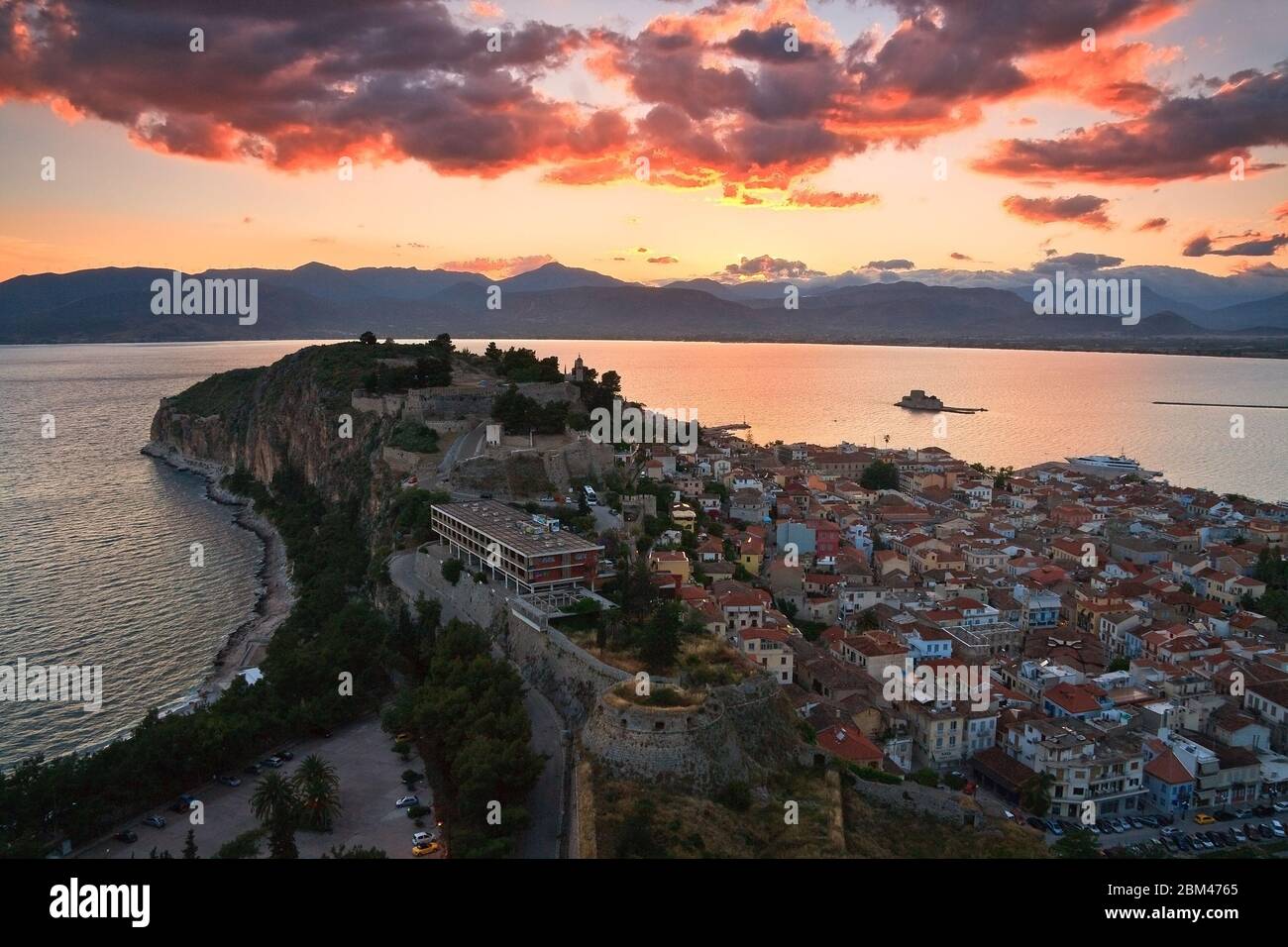 Evening view of Nafplio, Peloponnese, Greece. Stock Photo