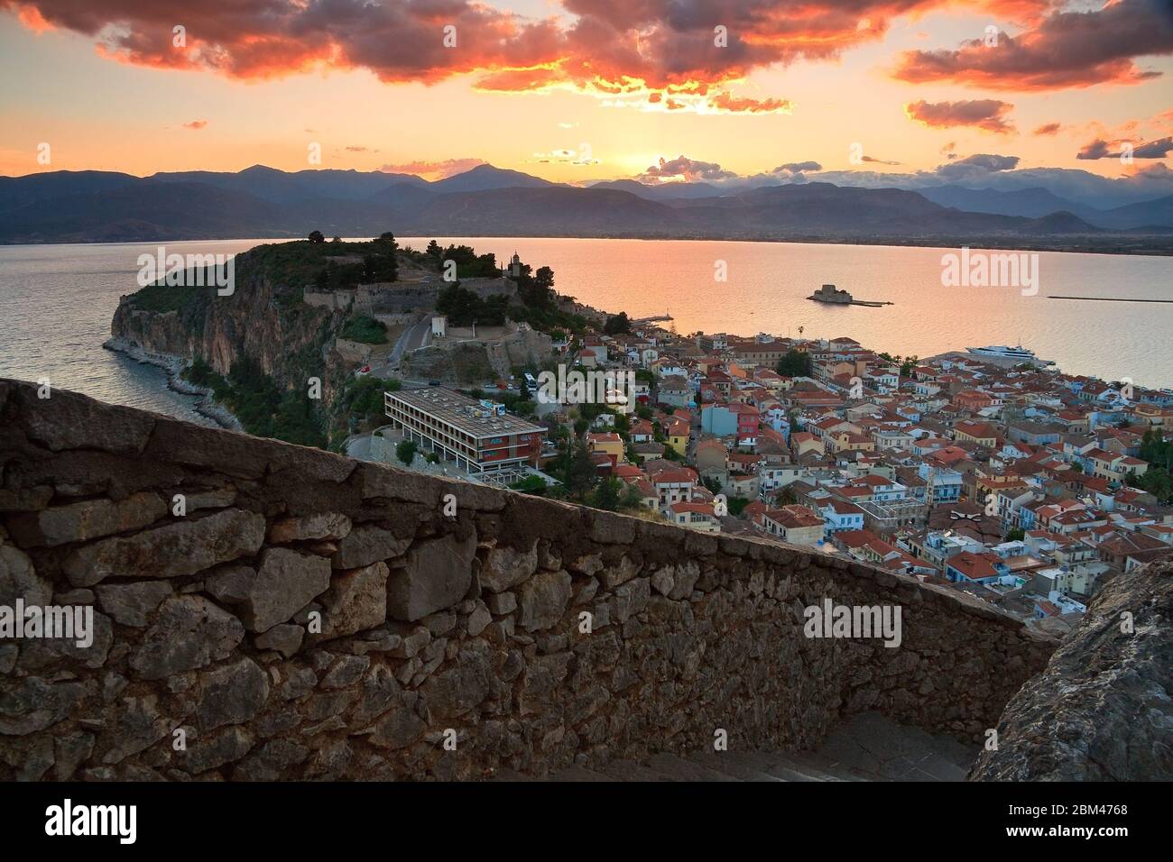 Evening view of Nafplio, Peloponnese, Greece. Stock Photo