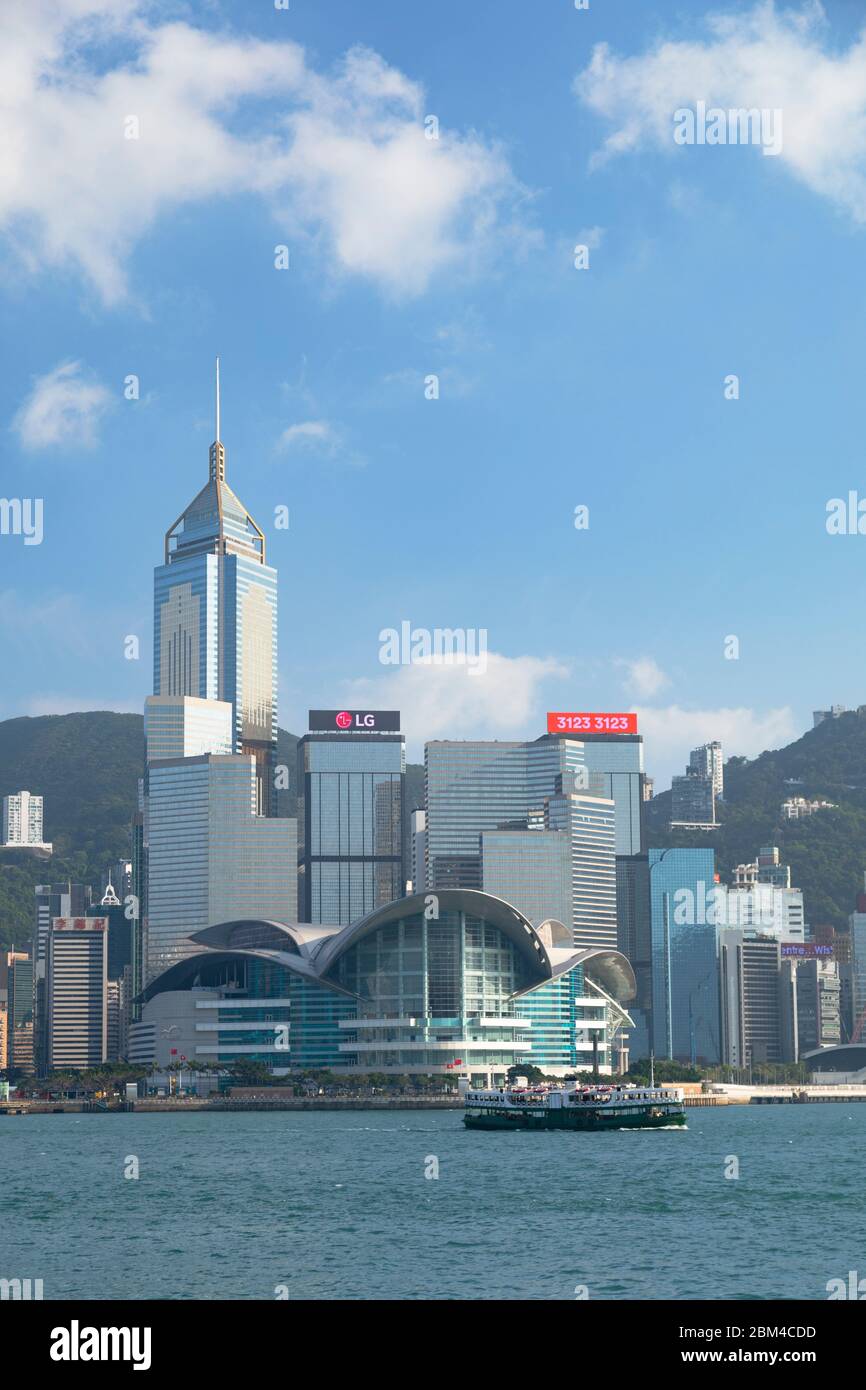 Hong Kong Island skyline and Star Ferry, Hong Kong Stock Photo