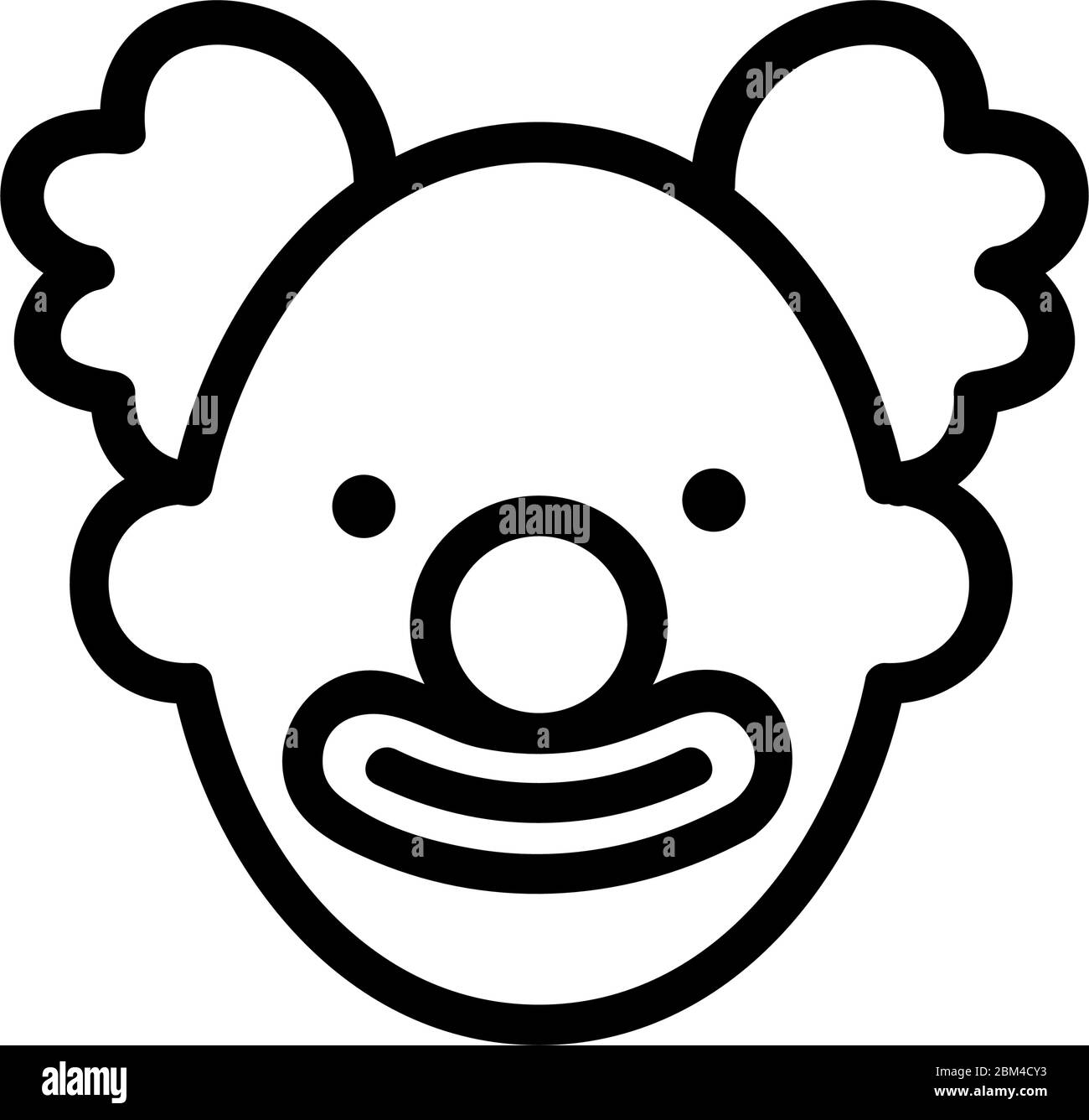 clown with circled lips and curls of hair icon vector outline