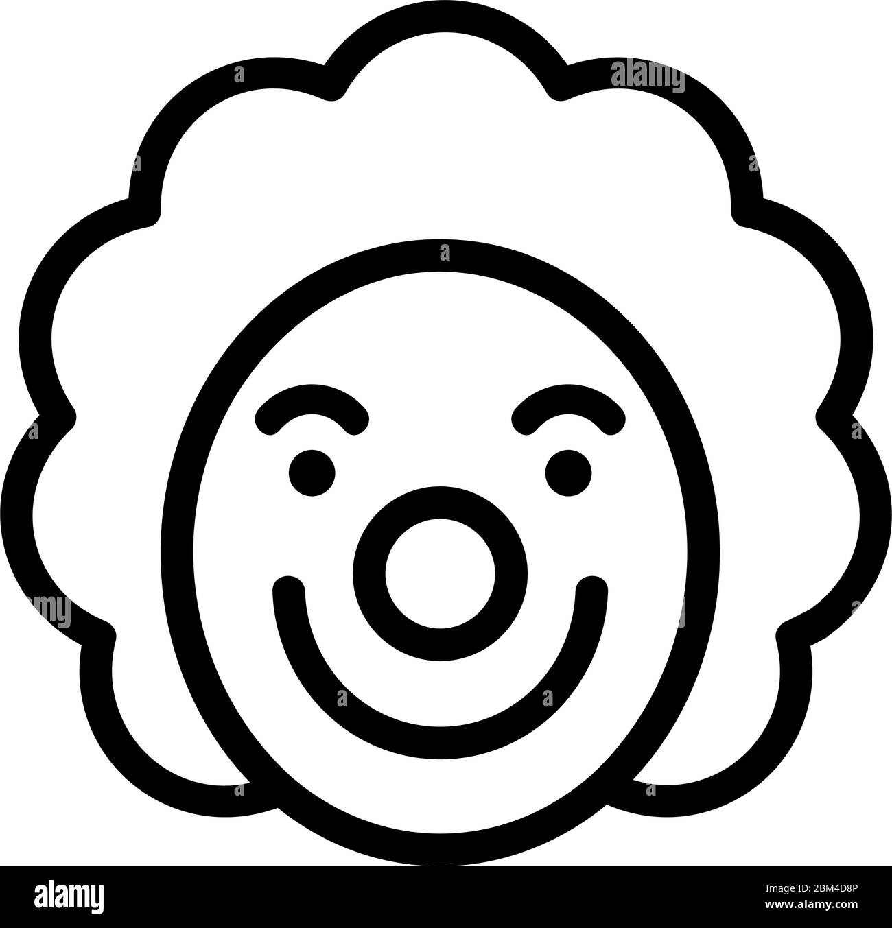clown with vile smile and curly wig icon vector outline illustration