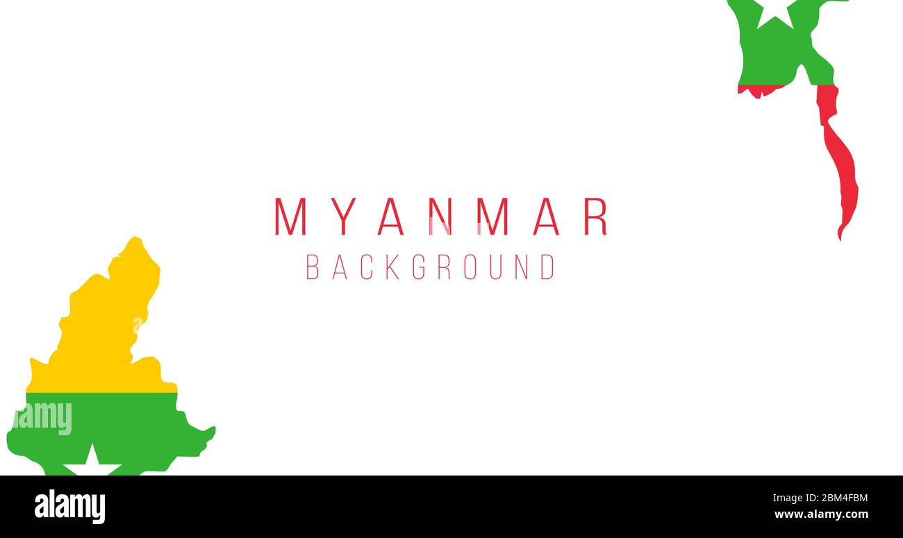 Myanmar flag map background. The flag of the country in the form of ...