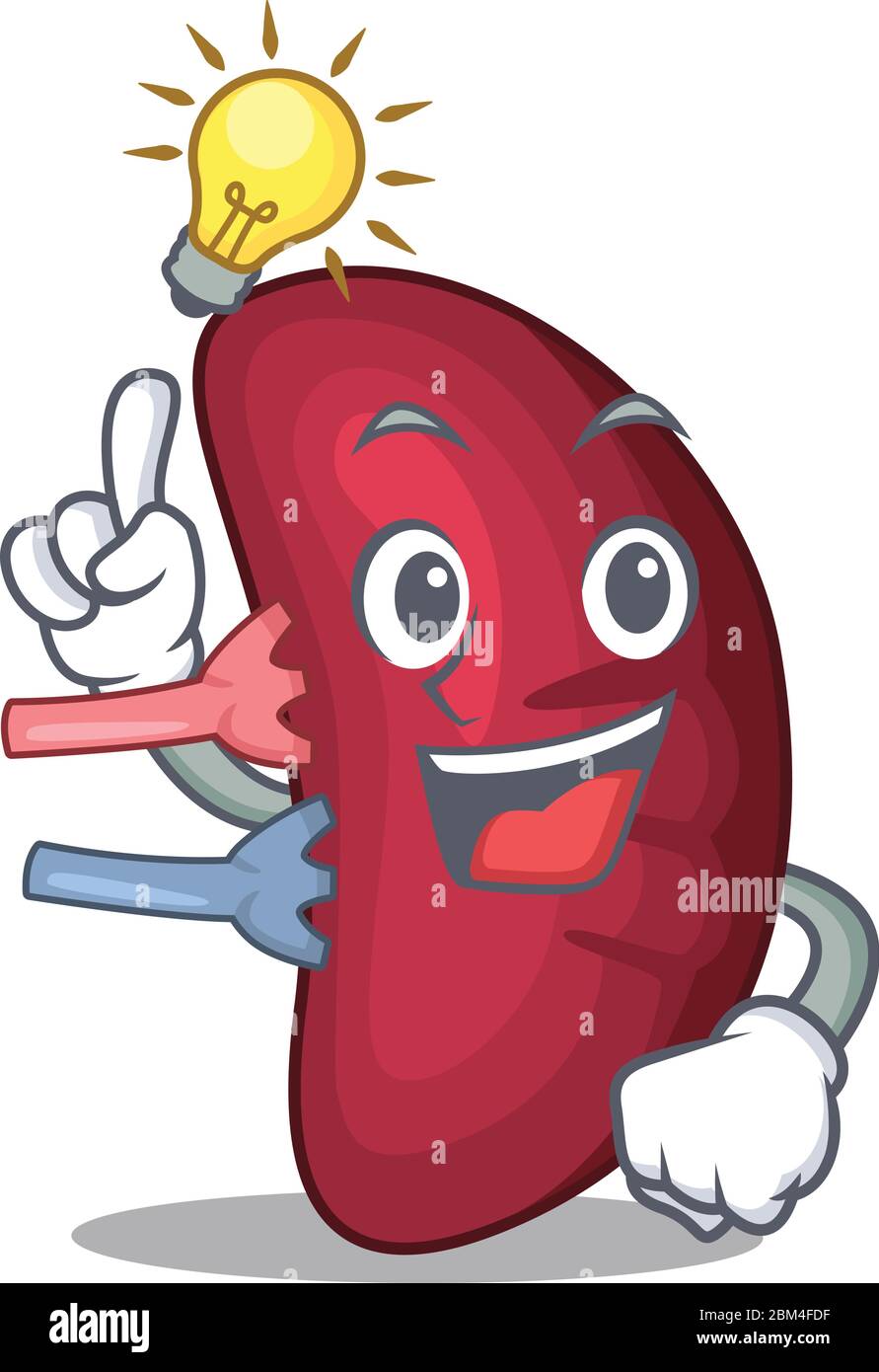Mascot character design of human spleen with has an idea smart gesture Stock Vector