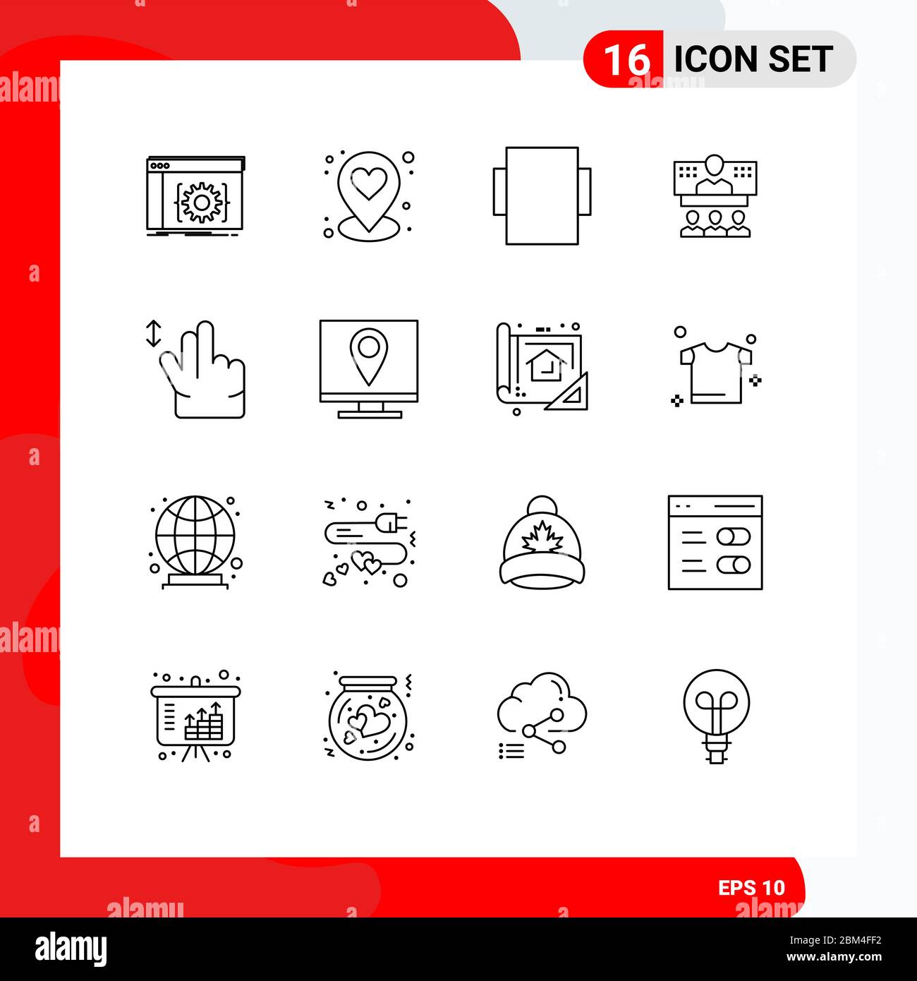 Stock Vector Icon Pack of 16 Line Signs and Symbols for hand, online, layout, internet, call Editable Vector Design Elements Stock Vector
