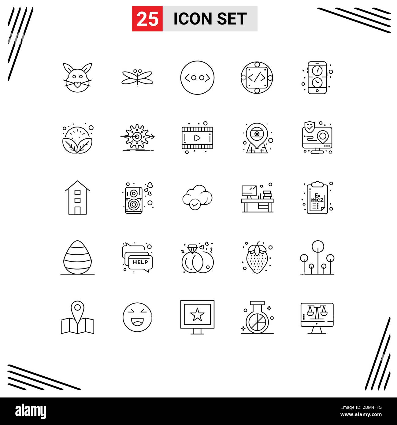 25 Creative Icons Modern Signs and Symbols of produc, implementation, fly, custom, html Editable Vector Design Elements Stock Vector