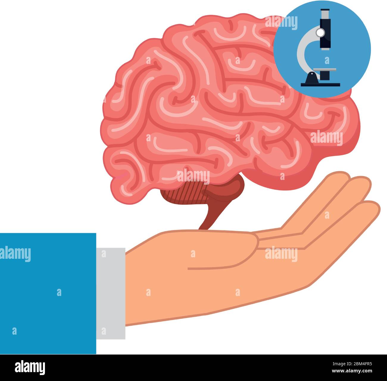 hand with brain and microscope Stock Vector Image & Art - Alamy