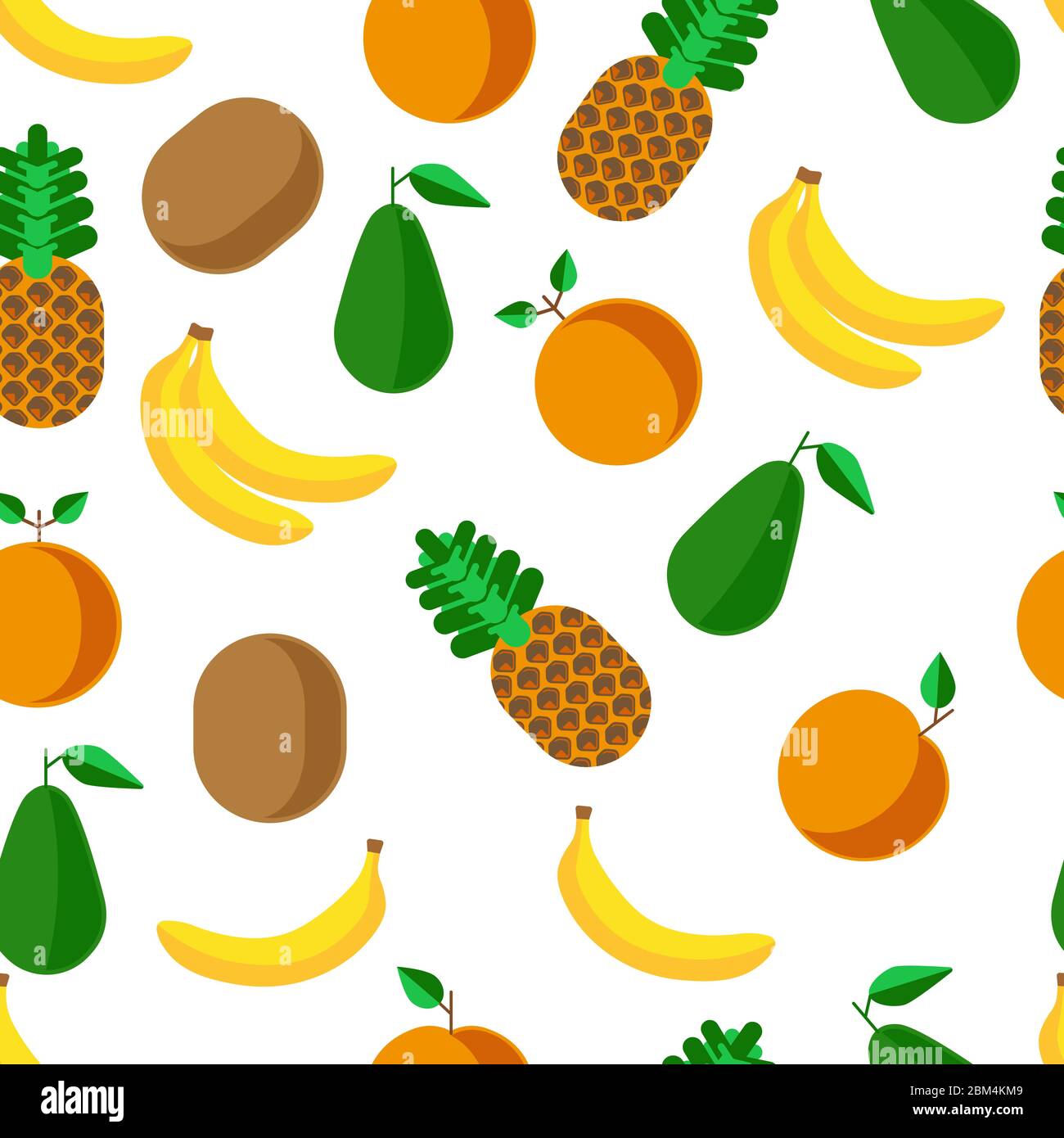 Pineapple and banana, avocado and grapefruit seamless pattern Stock Vector