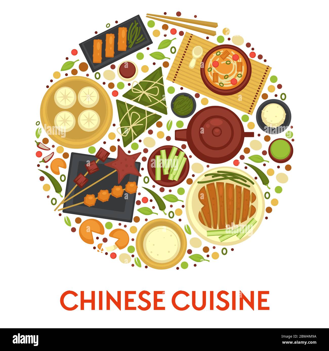 Chinese Cuisine Traditional Asian Food Banner With Text Stock Vector