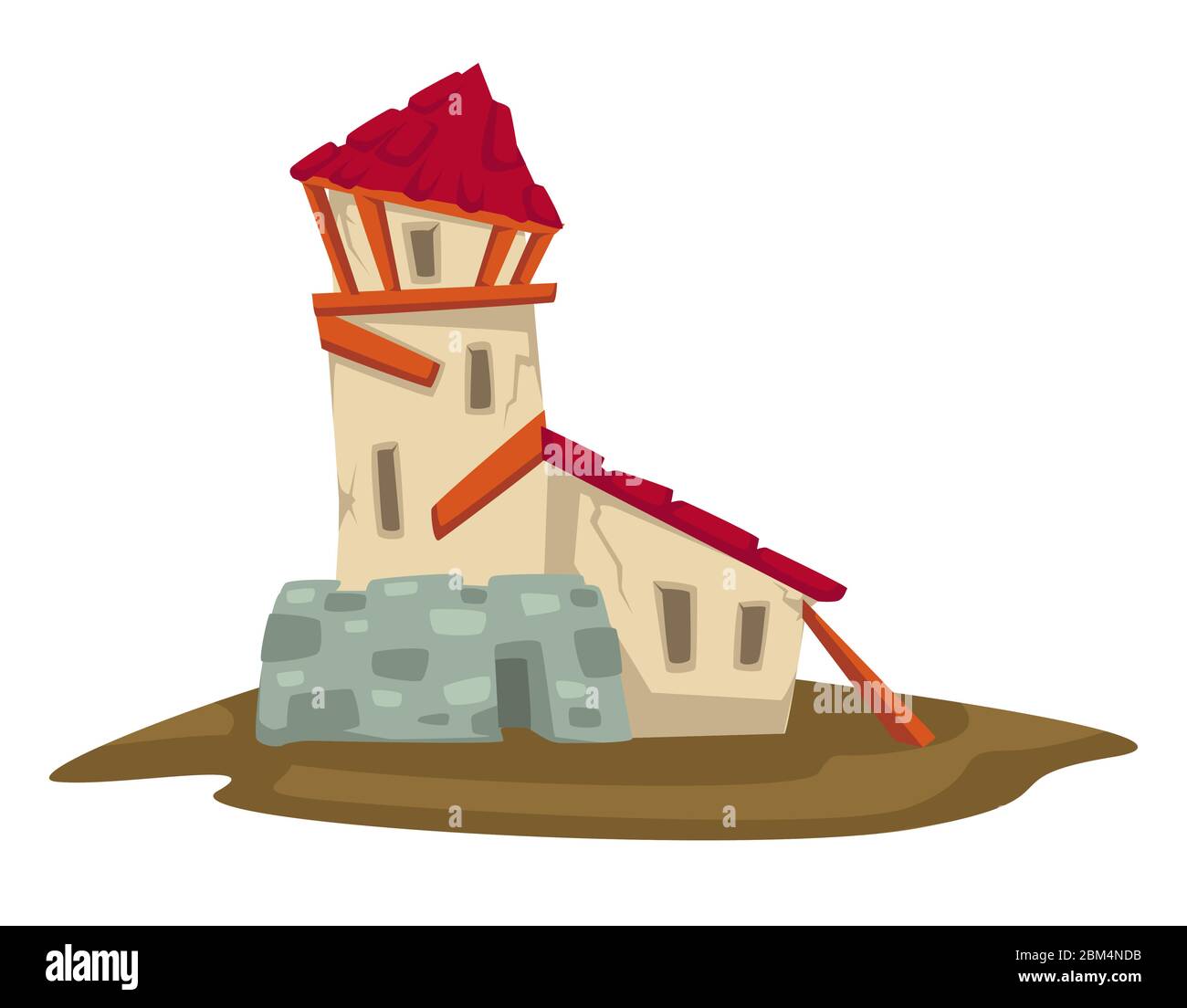 Old house construction, destroyed barn or dwelling vector Stock Vector