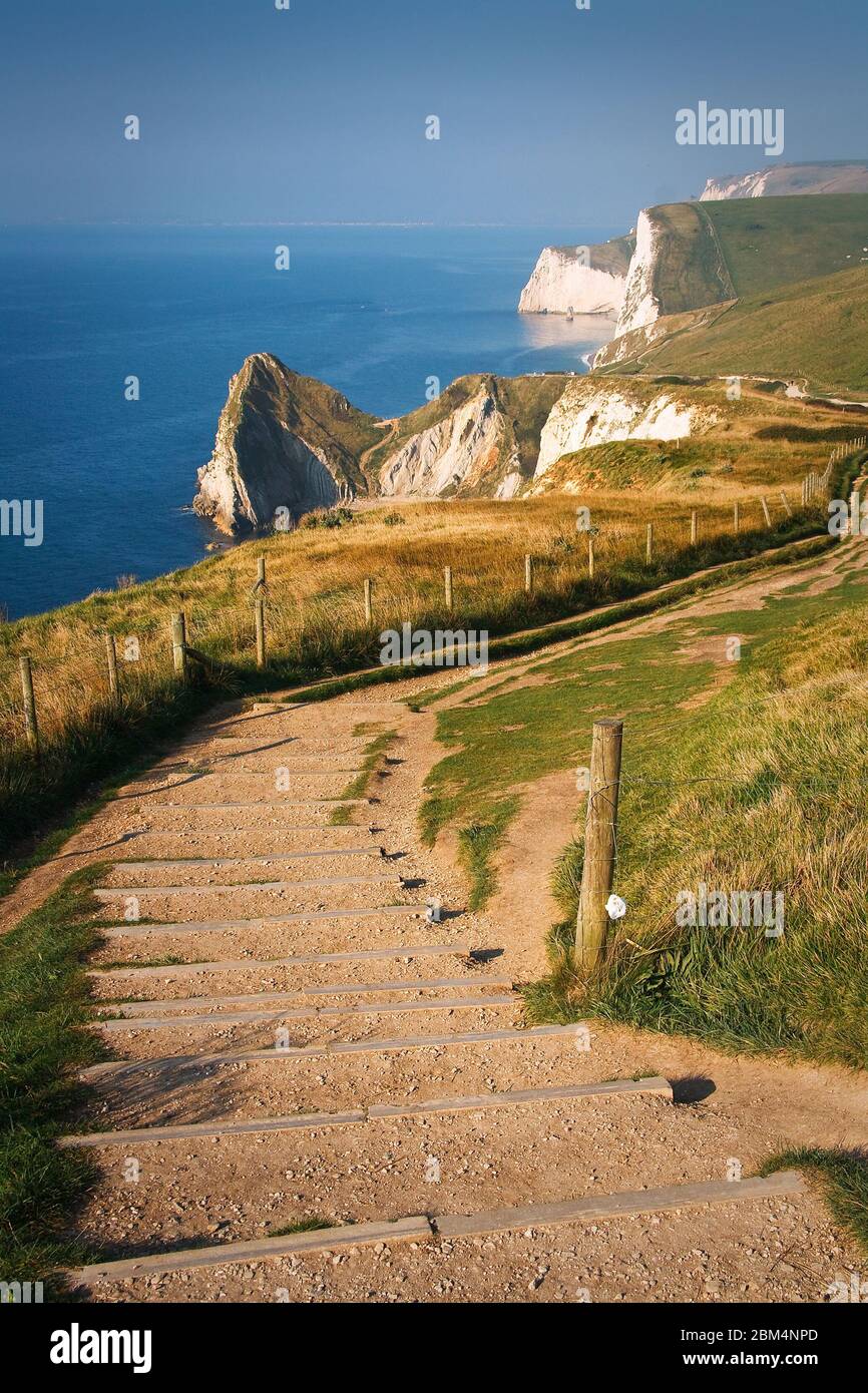 Coast path along Jurassic Coast in Dorset, UK. Stock Photo