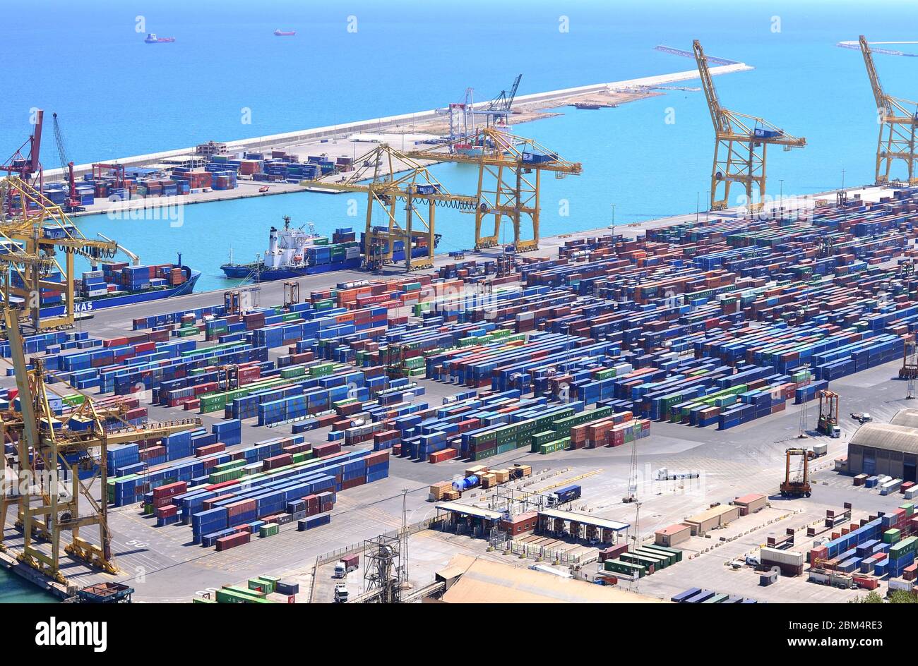View of containers at the barcelona harbour. Spain Stock Photo