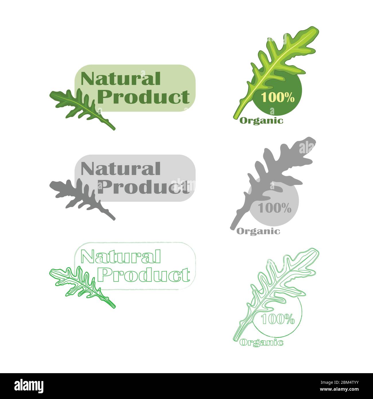 Natural vegan food product vector logo design set isolated Stock Vector ...
