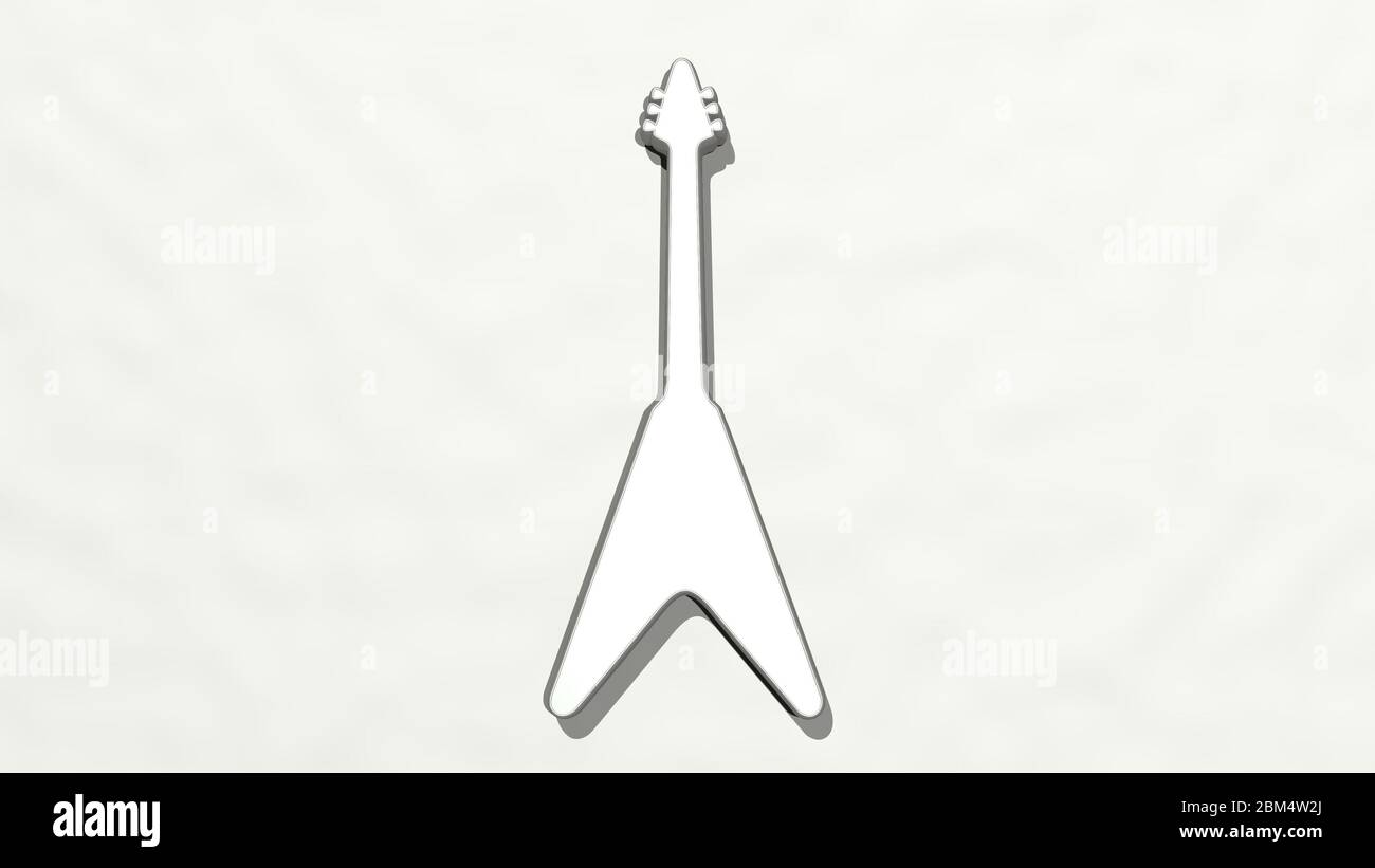 electric guitar from a perspective on the wall. A thick sculpture made