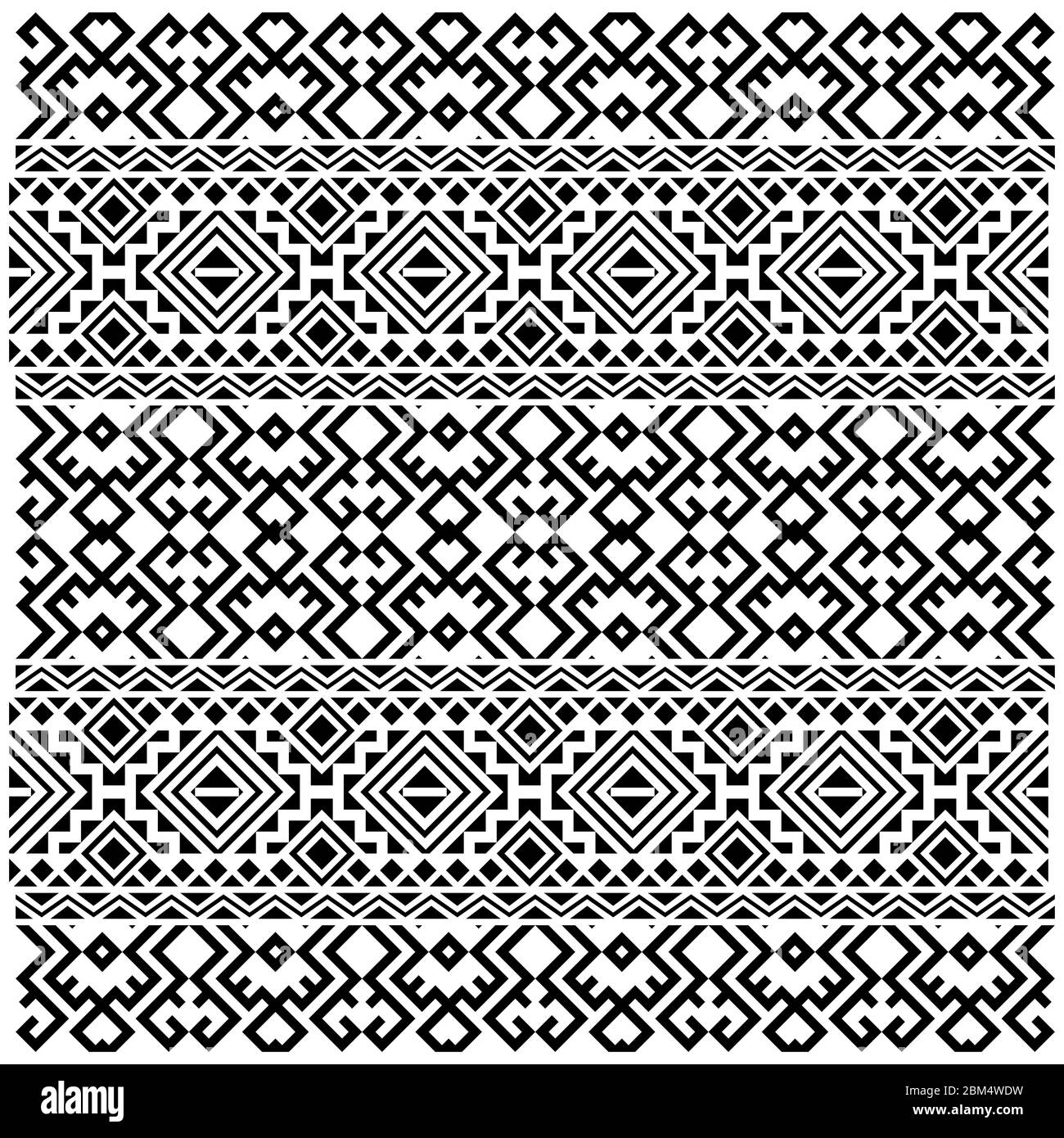 Seamless ethnic pattern. Traditional tribal pattern in black and white ...