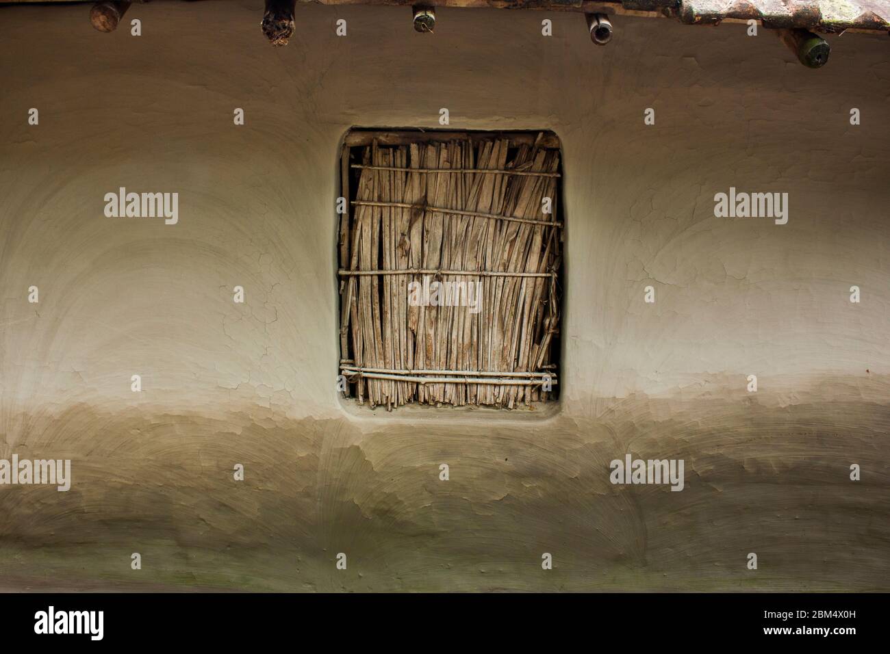 The mud house window in Koia, Khulna, Bangladesh. Stock Photo