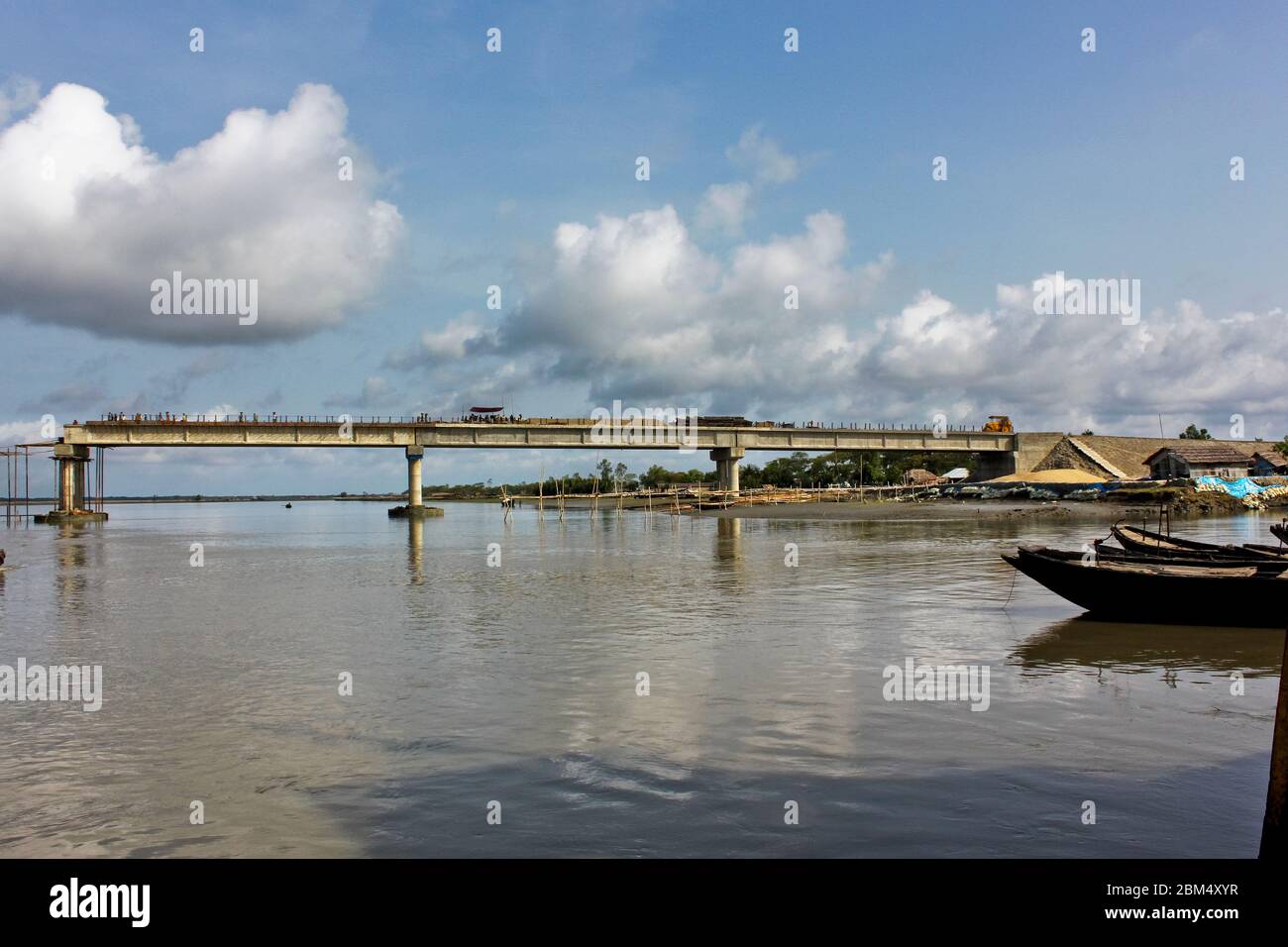 Under construction bridge at Paikgacha,Khulna,Bangladesh. Stock Photo