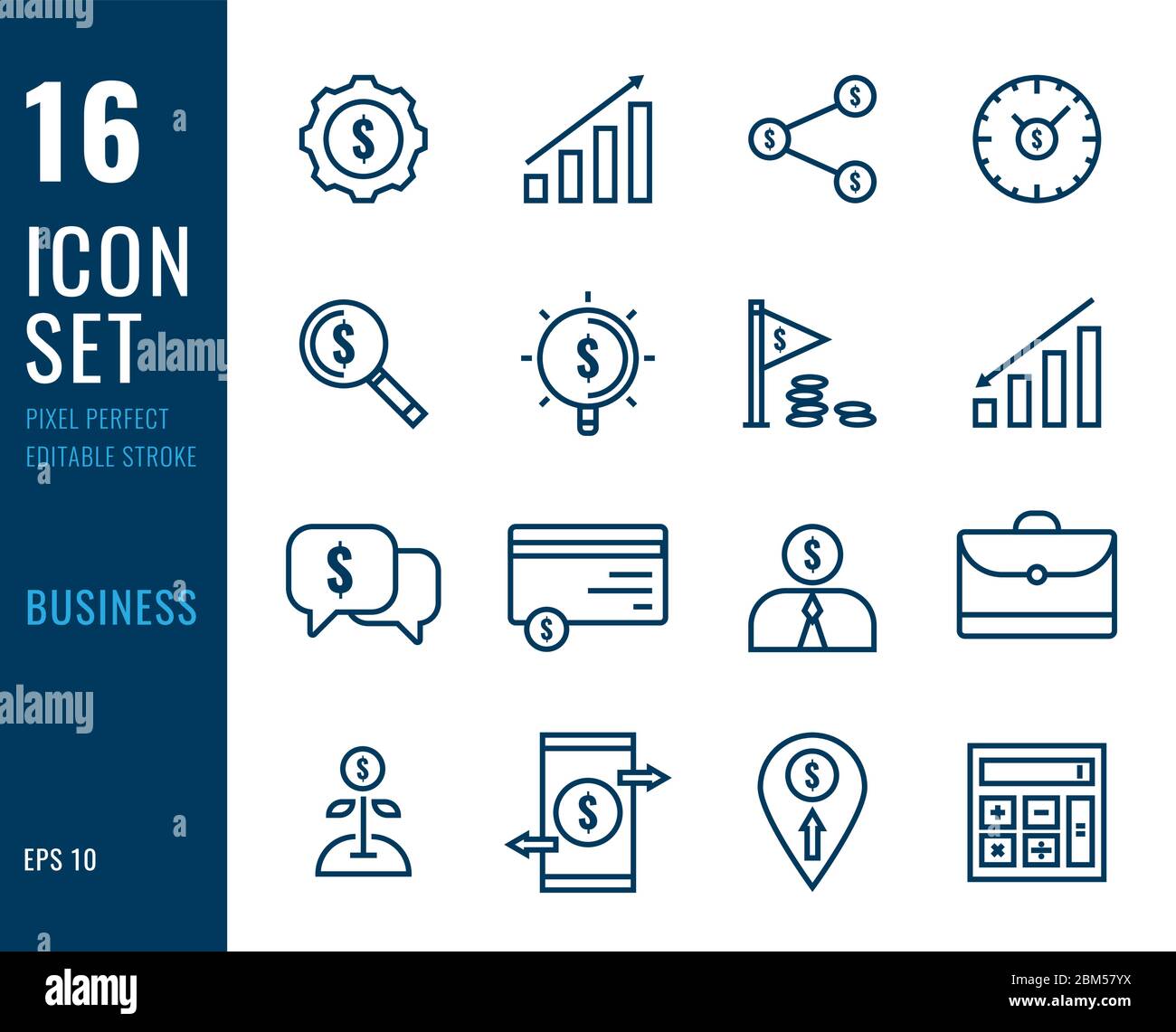 Set of business line icons. Editable stroke. Pixel Perfect. Vector ...