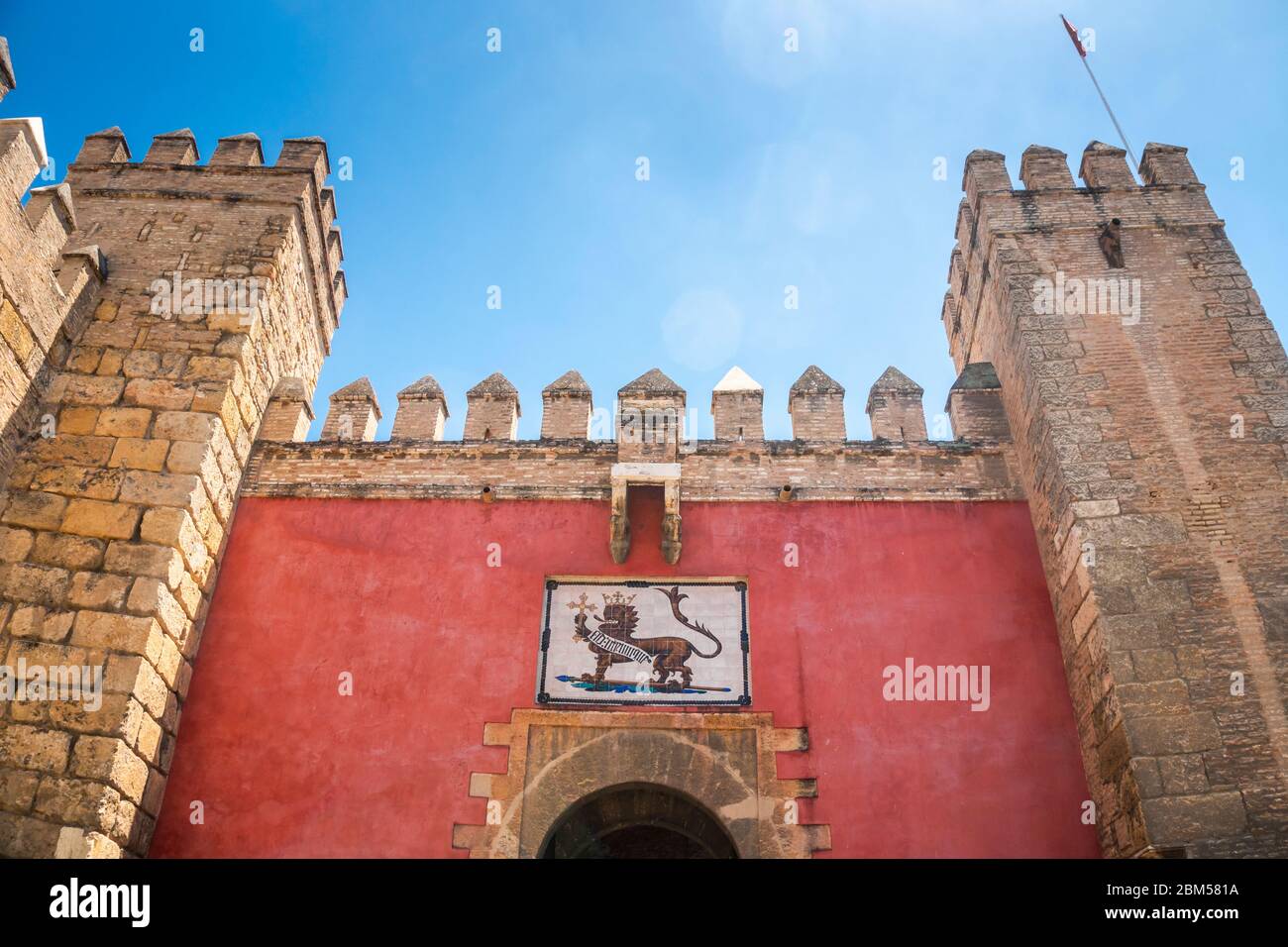 Entrance gate beautiful castle called Real Alcazar in Seville