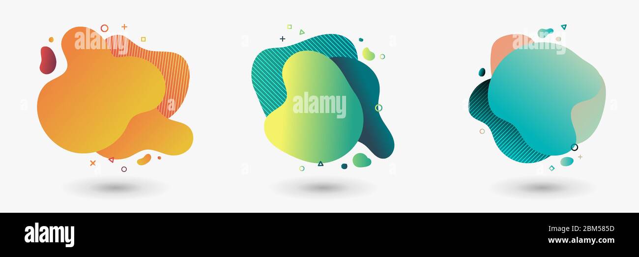 Set of abstract modern graphic elements. Gradient banners with flowing ...