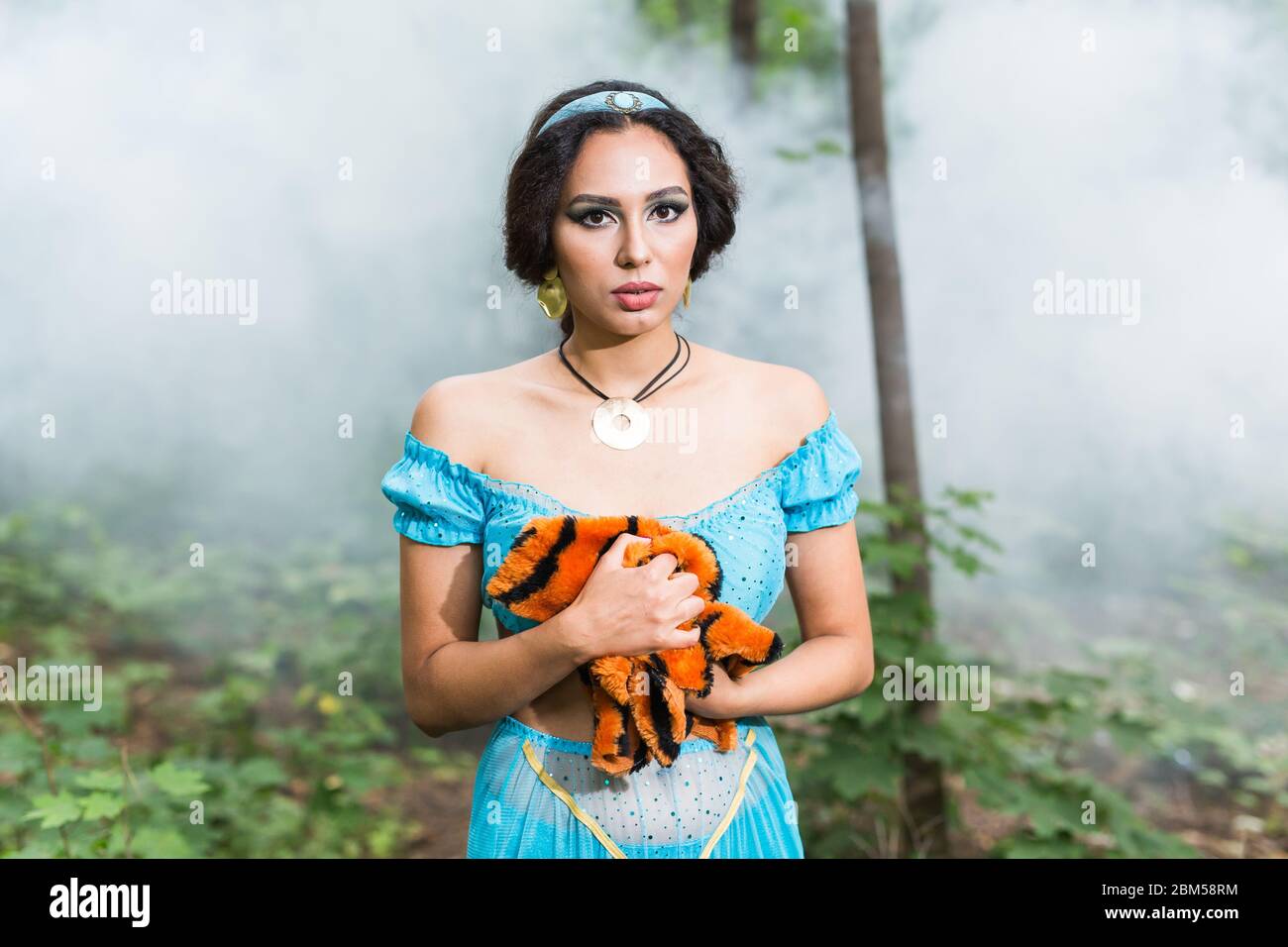 Woman calls stop wearing fur. Vegetarian campaign against the fur industry. Eco friendly