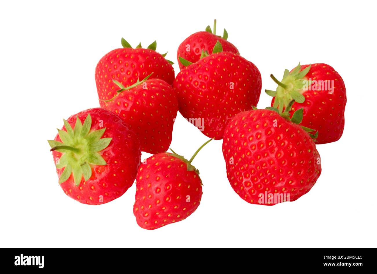 Sweet Strawberries isolated on a white background without shade. Germany Stock Photo