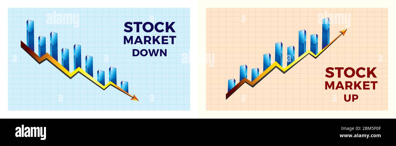 Stock Market Share Up And Down Arrow Vector Graph Illustrations Stock Vector Image Art Alamy