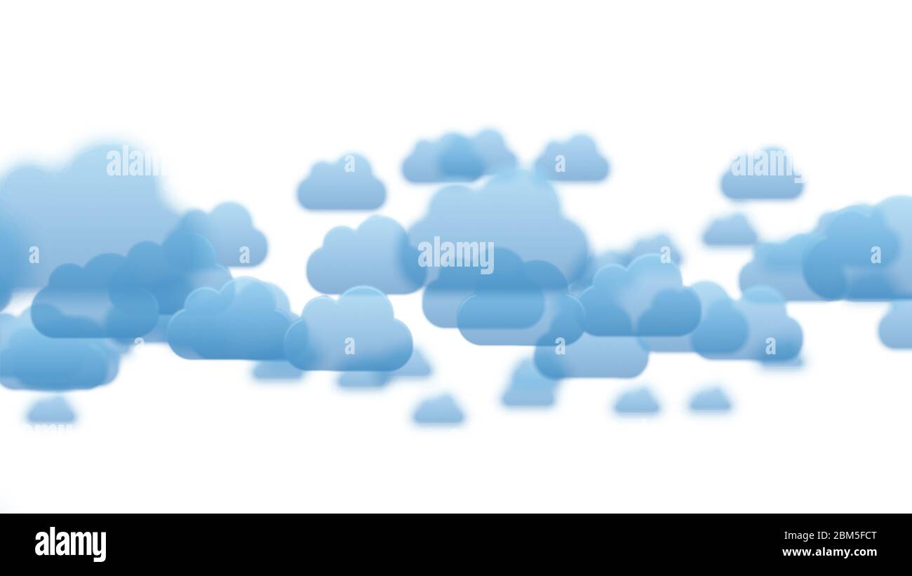 Blue clouds isolated on white background. 3D illustration Stock Photo