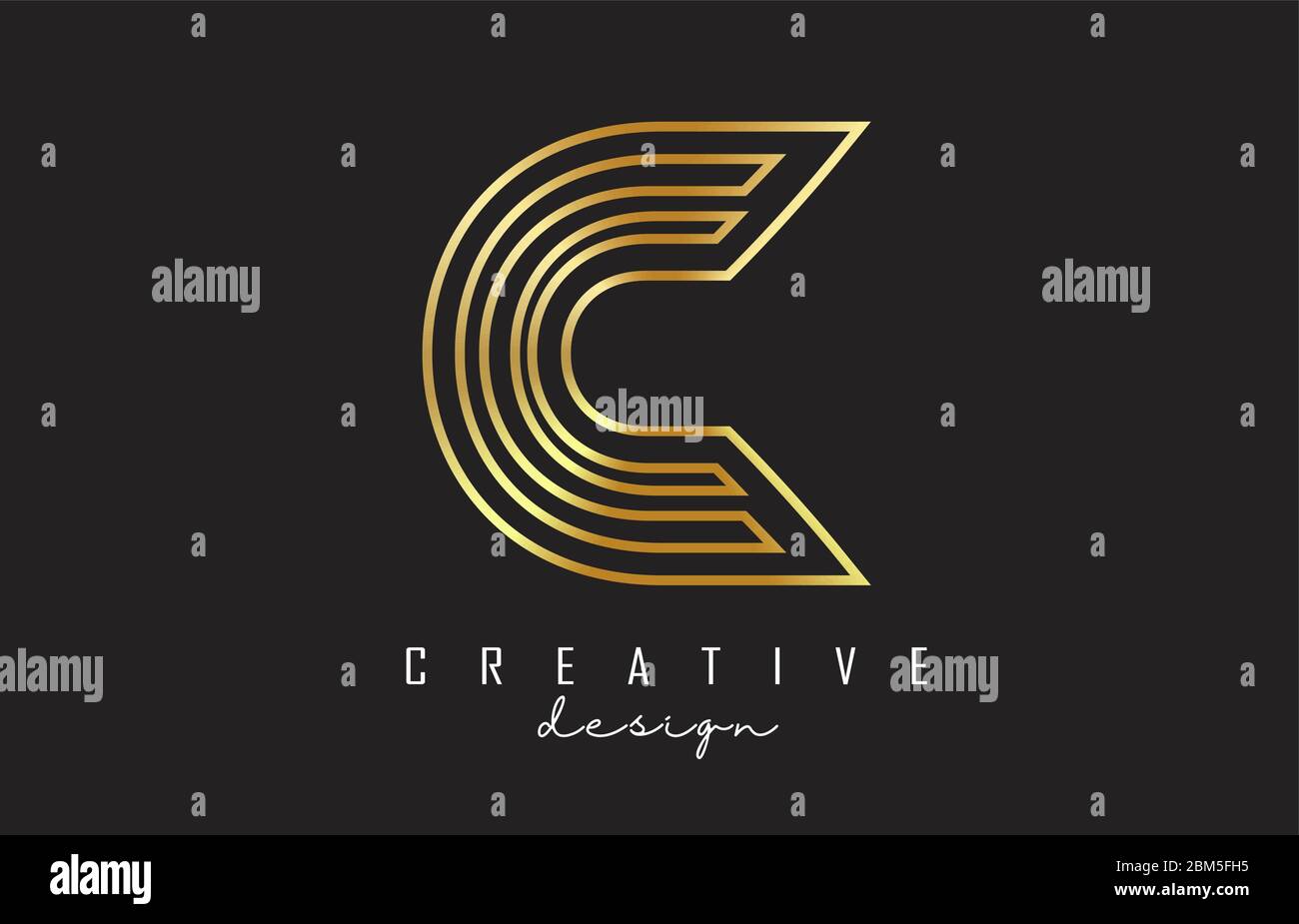 Golden Lines Monogram C Letter Logo with luxury design. Creative and ...