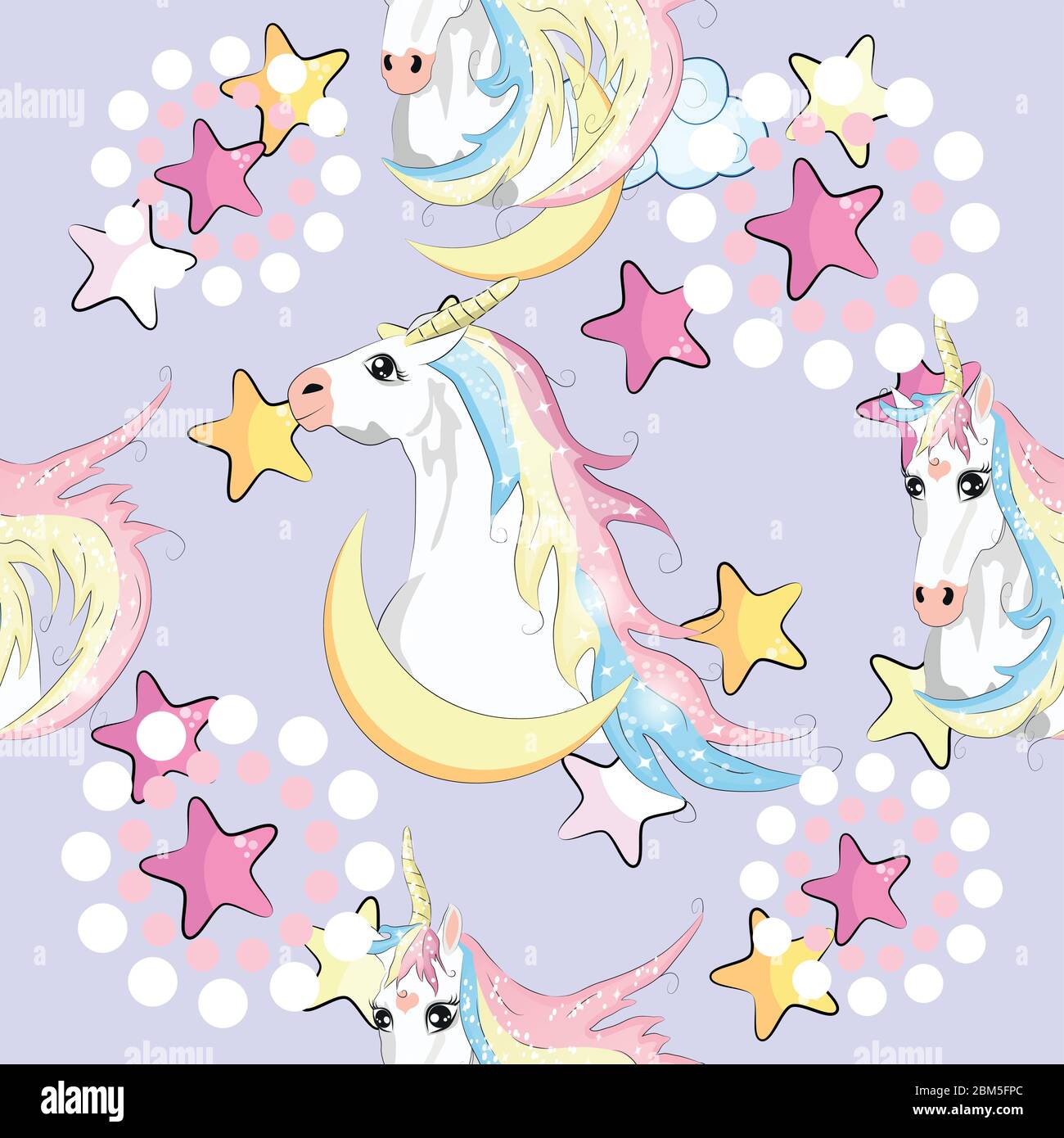Seamless pattern with unicorns and stars. Baby background Stock Vector ...