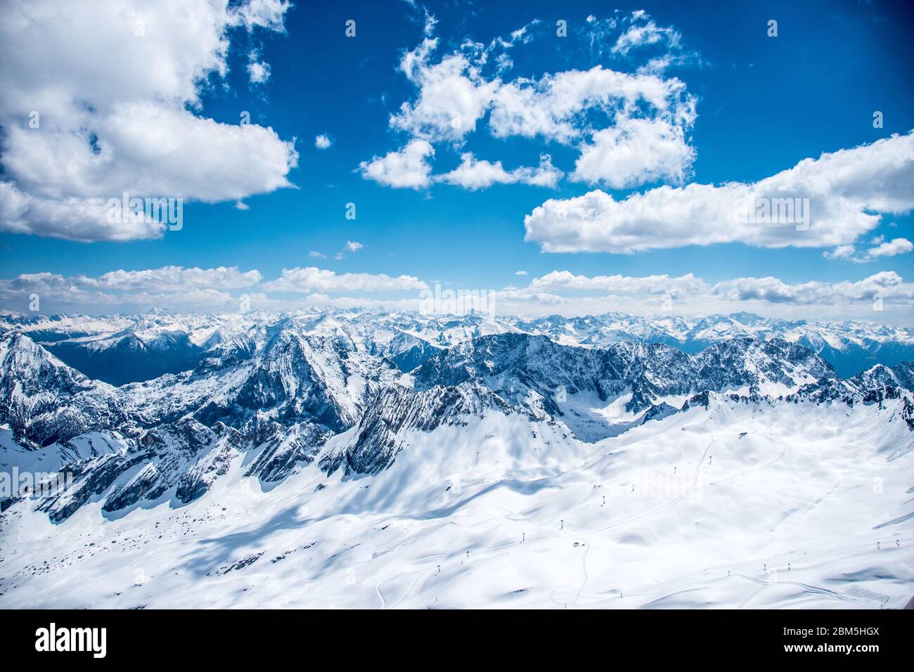 panoramic view on top of the zugspitze mountain Stock Photo