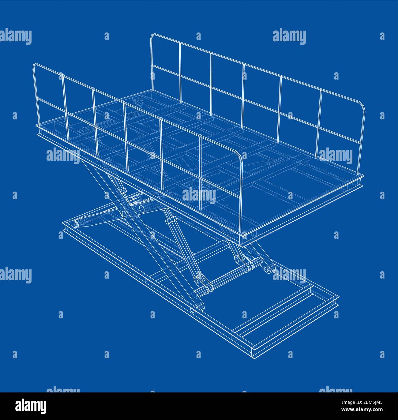 Scissors lift concept outline. Vector Stock Vector