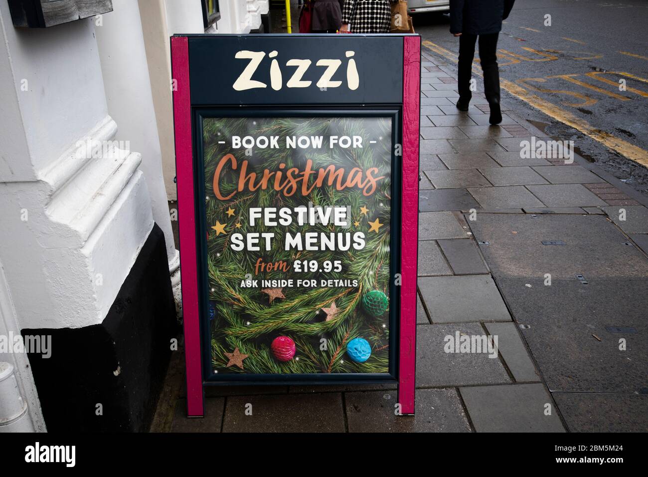 Zizzi Italian restaurant Christmas menu board, reopened following the