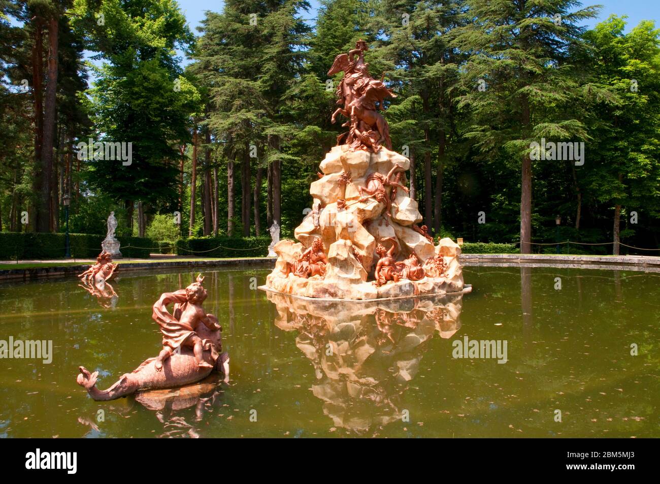 La Fama fountain. Gardens, La Granja de San Ildefonso, Segovia province, Castilla Leon, Spain. Stock Photo