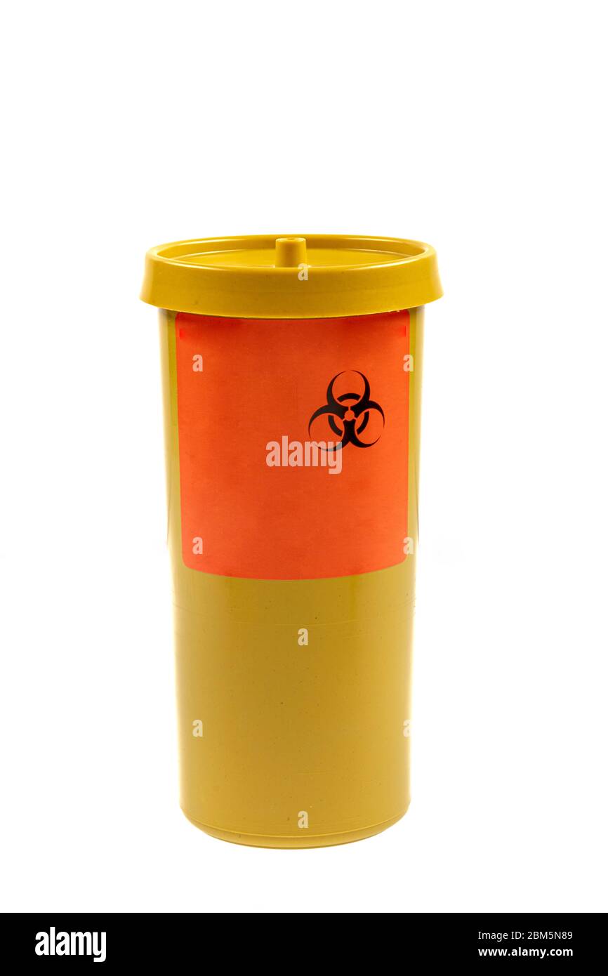 Medical waste container medical disposal bin sharp disposal safe sharp  container. Medical waste bin 0,7 liter. Yellow biohazard medical  contaminated c Stock Photo - Alamy