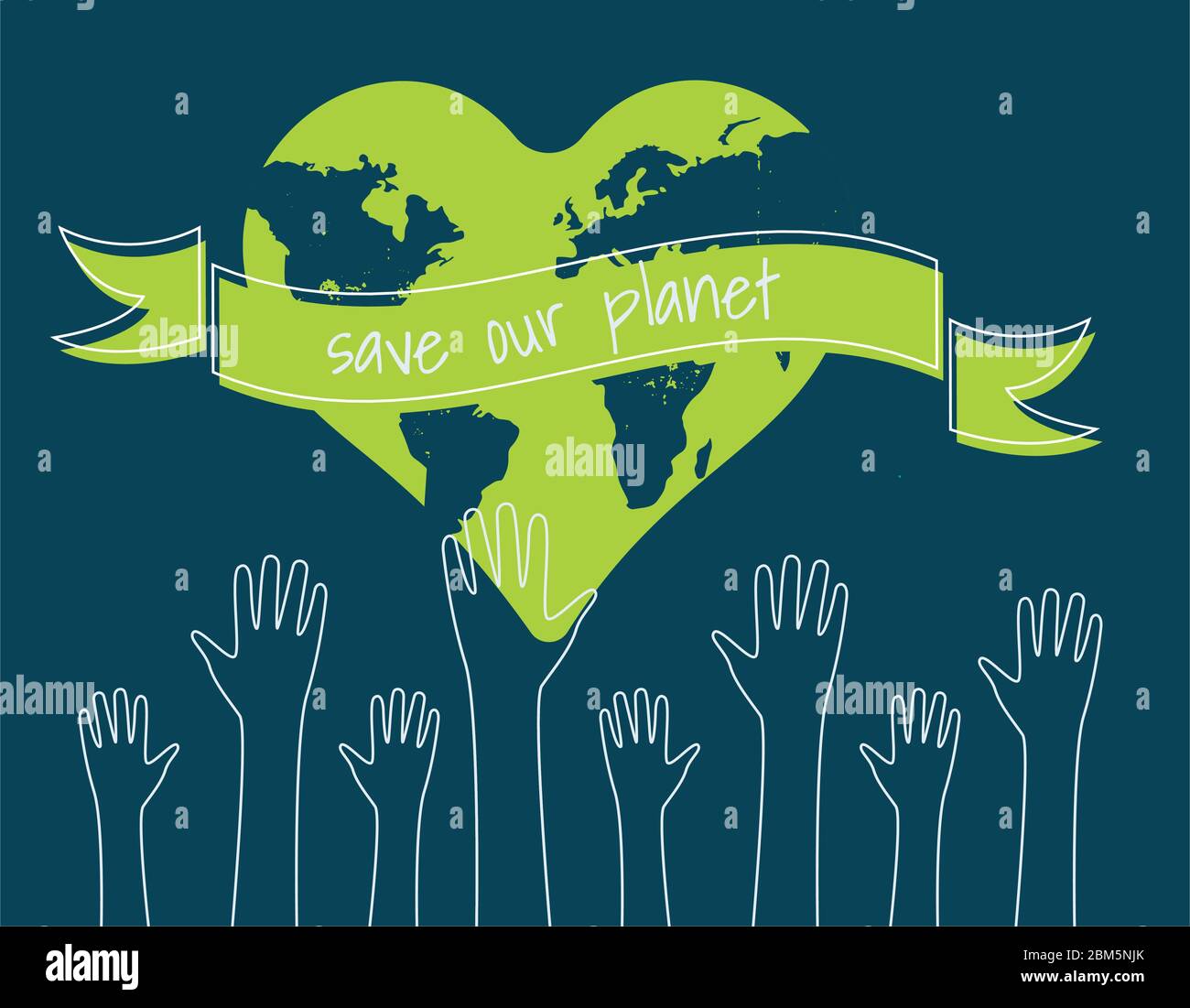 Save The World Ecology Concept Silhouettes Of Hands Raised Up Suitable For Posters Flyers Banners For Earth Day Stock Vector Image Art Alamy