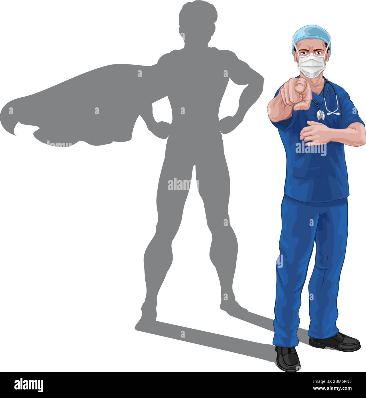 Superhero Nurse Doctor with Super Hero Shadow Stock Vector Image & Art
