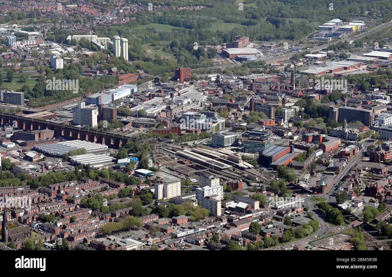 aerial view of Stockport town centre Stock Photo