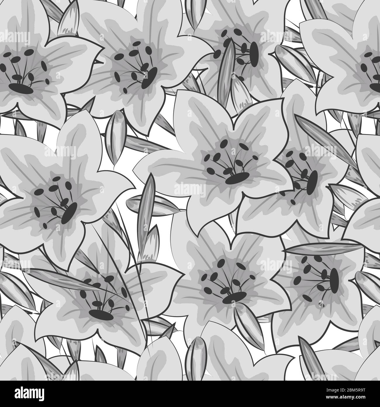 Black white seamless floral pattern Stock Vector Images - Alamy