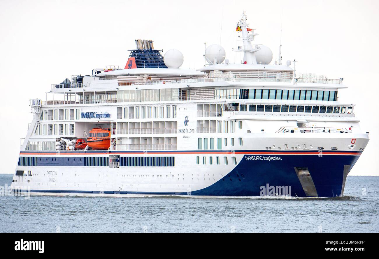 Cuxhaven, Germany. 02nd May, 2020. The cruise liner 