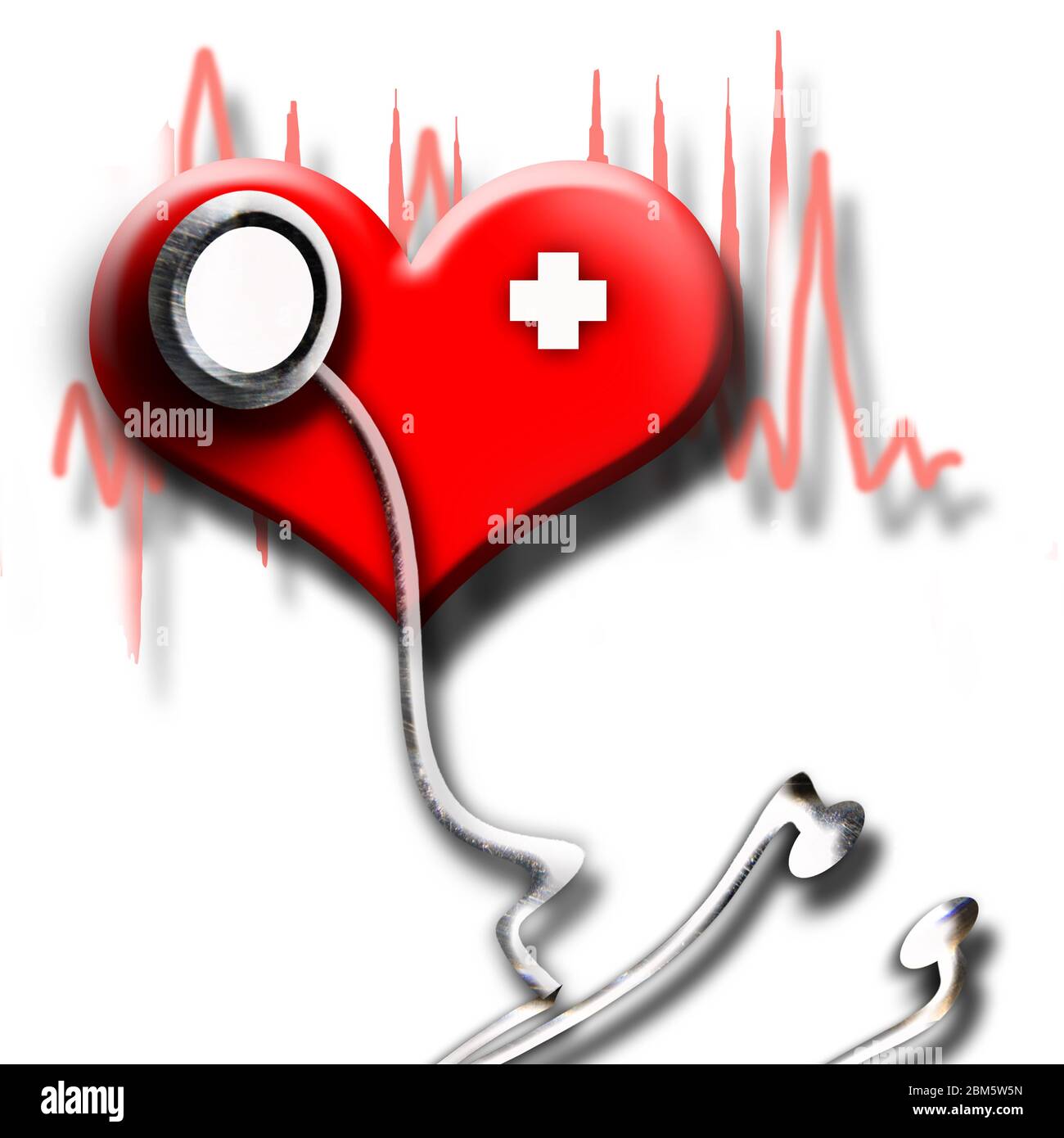 Heart shape with stethoscope isolated on white background Stock Photo ...