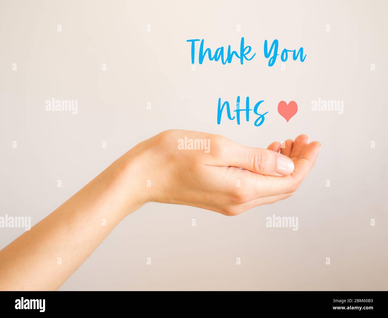 Thank you card for nhs staff with female hand Stock Photo Alamy